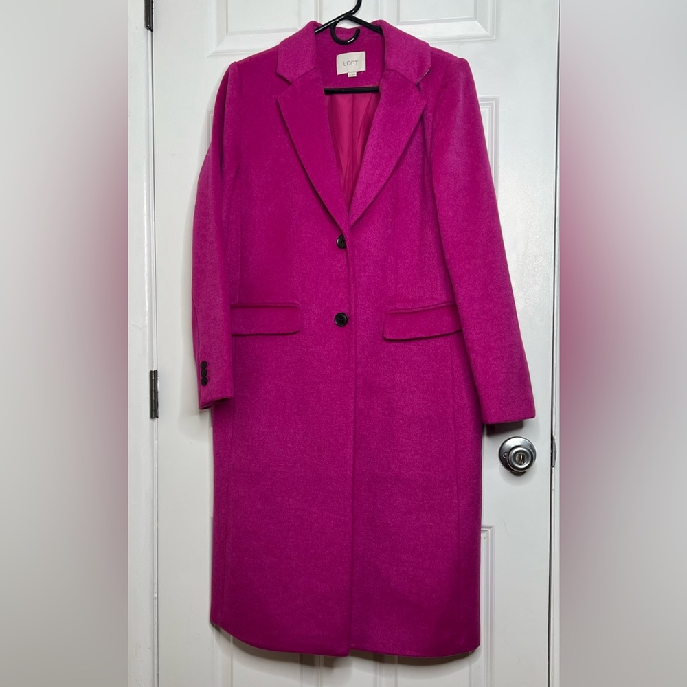 LOFT Fuchsia Wool Coat